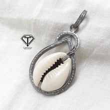 Load image into Gallery viewer, Cowrie Pendant, Pave Diamond Sea Shell Pendant, Handmade Jewelry
