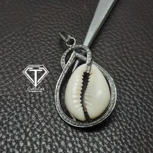 Load image into Gallery viewer, Cowrie Pendant, Pave Diamond Sea Shell Pendant, Handmade Jewelry
