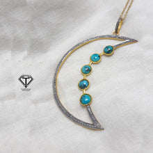 Load image into Gallery viewer, Pave Diamond Moon Pendant, Pave Diamond Pendant, 925 Sterling Silver, Moon Charm Pendant
