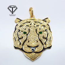 Load image into Gallery viewer, Pave Diamond Tiger Face Pendant, 925 Sterling Silver, Diamond Findings, Pave Diamond Jewelry
