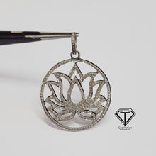 Load image into Gallery viewer, Pave Lotus Flower Charm, 925 Sterling Silver, Pave Diamond Charms, Pave Diamond Jewelry
