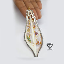 Load image into Gallery viewer, Pave Unique Sea Shell Pendant, 925 Sterling Silver, Pave Diamond Jewelry, Handmade Jewelry
