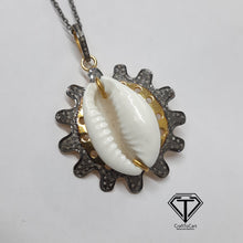 Load image into Gallery viewer, Pave Diamond Sea Shell Pendant, 925 Sterling Silver Sea Shell Pendant, Jewelry Findings, Handmade Jewelry
