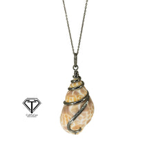 Load image into Gallery viewer, Pave Unique Sea Shell Pendant, 925 Sterling Silver, Pave Diamond Jewelry, Handmade Jewelry
