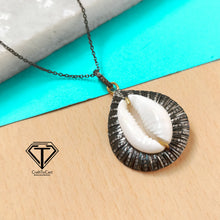 Load image into Gallery viewer, Cowrie Pendant, Pave Diamond Sea Shell Pendant, Handmade Jewelry
