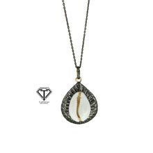 Load image into Gallery viewer, Cowrie Pendant, Pave Diamond Sea Shell Pendant, Handmade Jewelry
