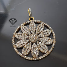 Load image into Gallery viewer, Pave Diamond Flower Pendant, 925 Sterling Silver Flower Charm Pendant, Jewelry Findings, Handmade Jewelry
