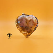 Load image into Gallery viewer, Pave Natural Agate Heart Pendant, Pave Diamond heart Pendant, Pave Diamond Jewelry
