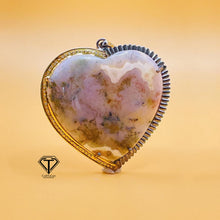 Load image into Gallery viewer, Pave Natural Agate Heart Pendant, Pave Diamond heart Pendant, Pave Diamond Jewelry
