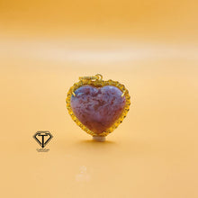 Load image into Gallery viewer, Pave Natural Agate Heart Pendant, Pave Diamond heart Pendant, Pave Diamond Jewelry
