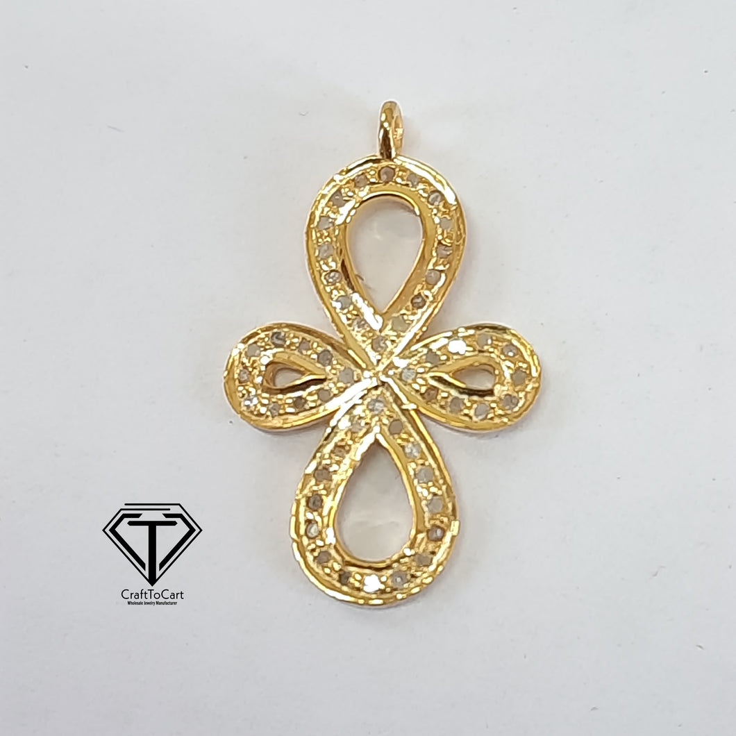 Pave Diamond Flower Pendant, 925 Sterling Silver Flower Charm Pendant, Jewelry Findings, Handmade Jewelry