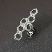 Load image into Gallery viewer, Pave Diamond Honeycomb Ring, 925 Sterling Silver, Honeycomb Ring, Stylish Ring
