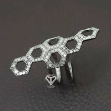 Load image into Gallery viewer, Pave Diamond Honeycomb Ring, 925 Sterling Silver, Honeycomb Ring, Stylish Ring
