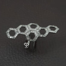 Load image into Gallery viewer, Pave Diamond Honeycomb Ring, 925 Sterling Silver, Honeycomb Ring, Stylish Ring
