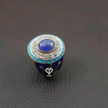 Load image into Gallery viewer, Pave Diamond Enamel Ring, Beautiful CraftToCart Enamel Ring With Tanzanite
