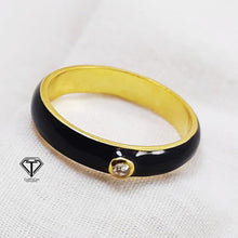 Load image into Gallery viewer, Enamel Ring, Beautiful Minimalist Enamel Ring With Choker Cut Diamond
