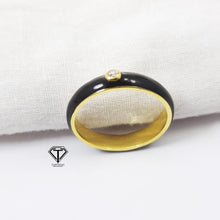 Load image into Gallery viewer, Enamel Ring, Beautiful Minimalist Enamel Ring With Choker Cut Diamond
