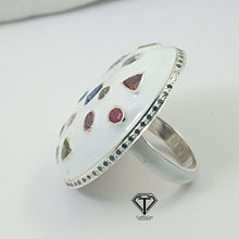 Load image into Gallery viewer, Mushroom Enamel Ring, Beautiful Minimalist Enamel Ring With Natural Multicolor Gemstone
