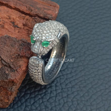 Load image into Gallery viewer, Pave Tiger Face Ring, Pave Diamond Rings - CraftToCart
