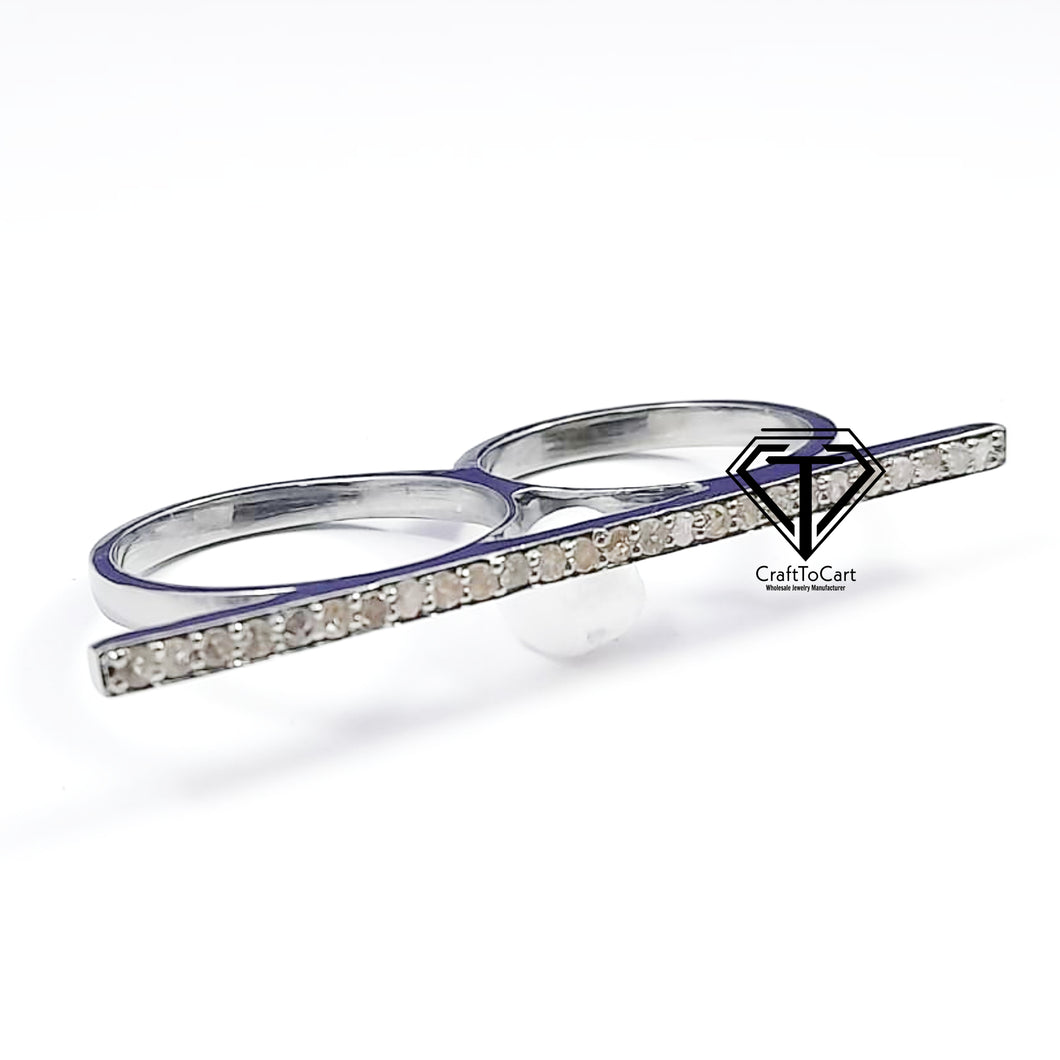 Pave Diamond Two Finger Ring - CraftToCart