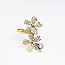 Load image into Gallery viewer, Pave Diamond Women Flowers Ring, Handmade Designer Diamond Rings, Diamond Ring - CraftToCart
