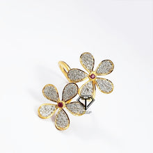 Load image into Gallery viewer, Pave Diamond Women Flowers Ring, Handmade Designer Diamond Rings, Diamond Ring - CraftToCart
