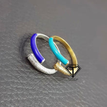 Load image into Gallery viewer, Enamel Ring, Beautiful Minimalist Enamel Ring With Natural Uncut Diamond - CraftToCart
