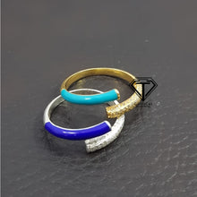 Load image into Gallery viewer, Enamel Ring, Beautiful Minimalist Enamel Ring With Natural Uncut Diamond - CraftToCart
