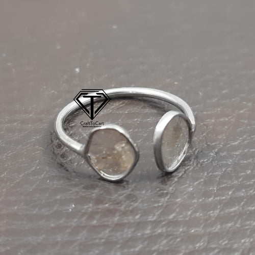 Natural Polki Diamond Ring 925 Sterling Silver Ring - CraftToCart