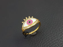 Load image into Gallery viewer, Evil Eye Enamel Ring, Beautiful Eye Enamel Ring - CraftToCart
