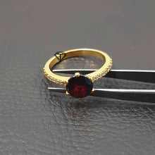 Load image into Gallery viewer, Pave Double Cut Diamond Women Ring With Red Garnet
