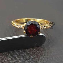 Load image into Gallery viewer, Pave Double Cut Diamond Women Ring With Red Garnet
