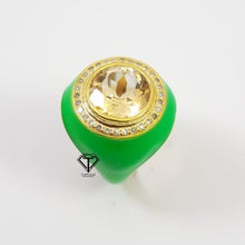 Load image into Gallery viewer, Pave Diamond Enamel Ring, Beautiful Minimalist Enamel Ring With Citrine
