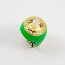 Load image into Gallery viewer, Pave Diamond Enamel Ring, Beautiful Minimalist Enamel Ring With Citrine
