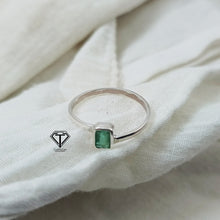 Load image into Gallery viewer, Sterling Silver Emerald Ring, Minimalist Silver Ring, 925 Sterling Silver Ring
