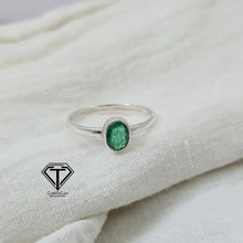 Load image into Gallery viewer, Sterling Silver Emerald Ring, Minimalist Silver Ring, 925 Sterling Silver Ring
