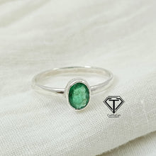 Load image into Gallery viewer, Sterling Silver Emerald Ring, Minimalist Silver Ring, 925 Sterling Silver Ring
