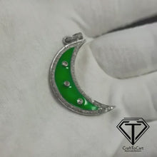 Load and play video in Gallery viewer, Pave Diamond Moon Enamel Pendant, Diamond Findings
